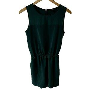 Forever 21 Romper Deep Green Sleeveless Romper Shorts Sheer Neck Zip Back S